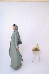 Dania's Pistachio Floral Embroidered Abaya-221