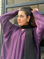 Floral Elegance Mehroon Embroided Abaya.- 60