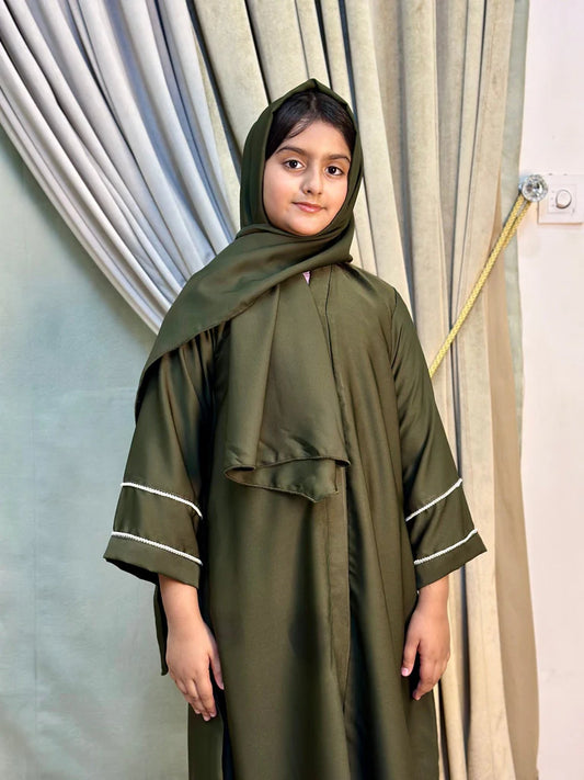 Olive Bloom – Kids Abaya sku-189