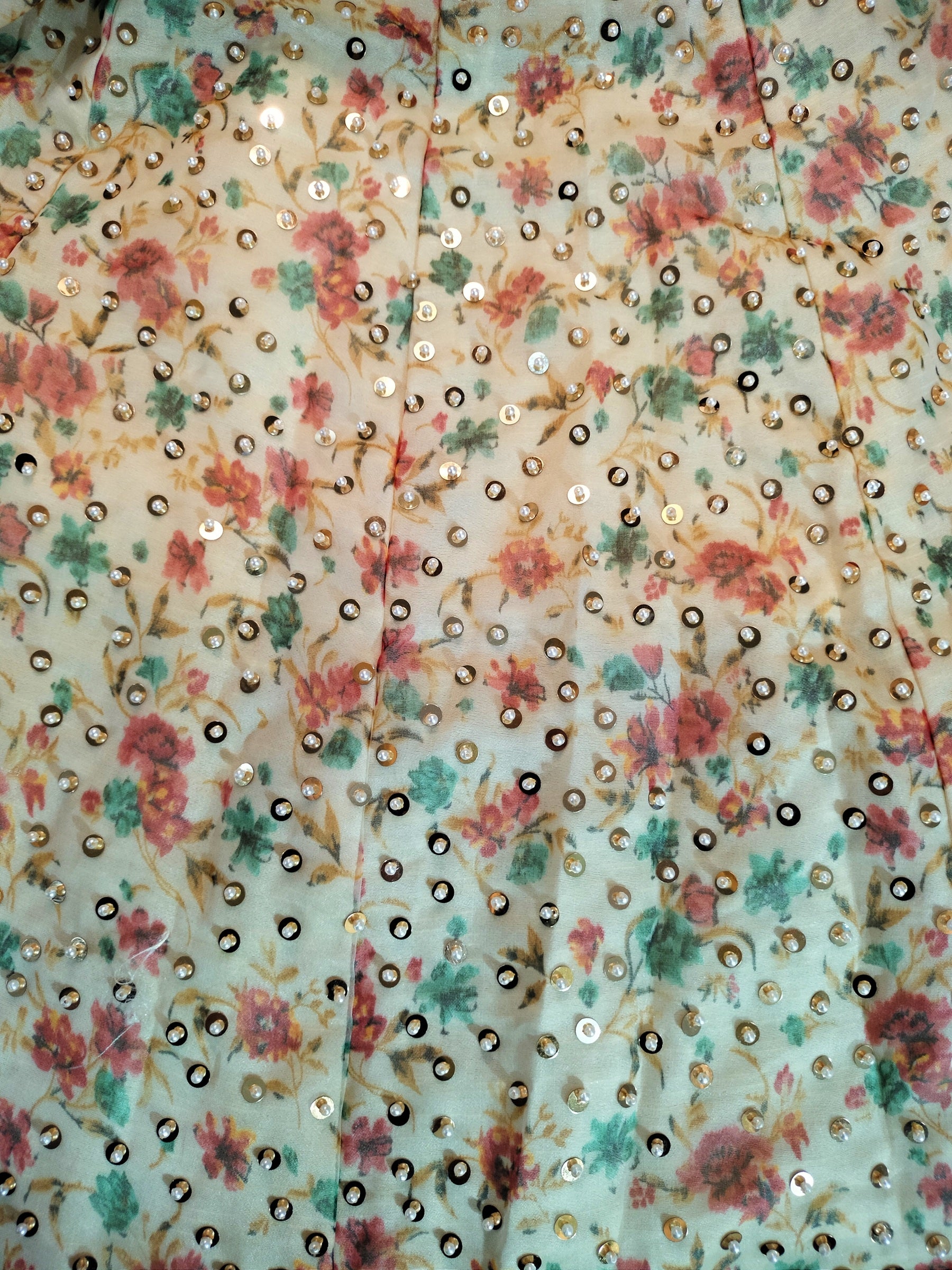 Mahroba - Cream Organza Lehenga
