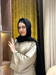 Silk Plated Sleeves Abaya-181