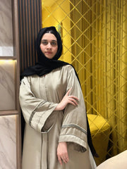 Silk Plated Sleeves Abaya-181