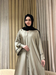 Silk Plated Sleeves Abaya-181