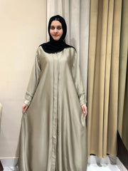 Silk Plated Sleeves Abaya-181