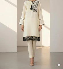 Off White Lawn 2-Piece Suit