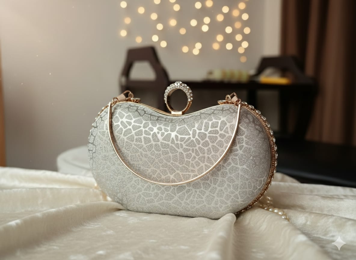 Crescent Shimmer Clutch