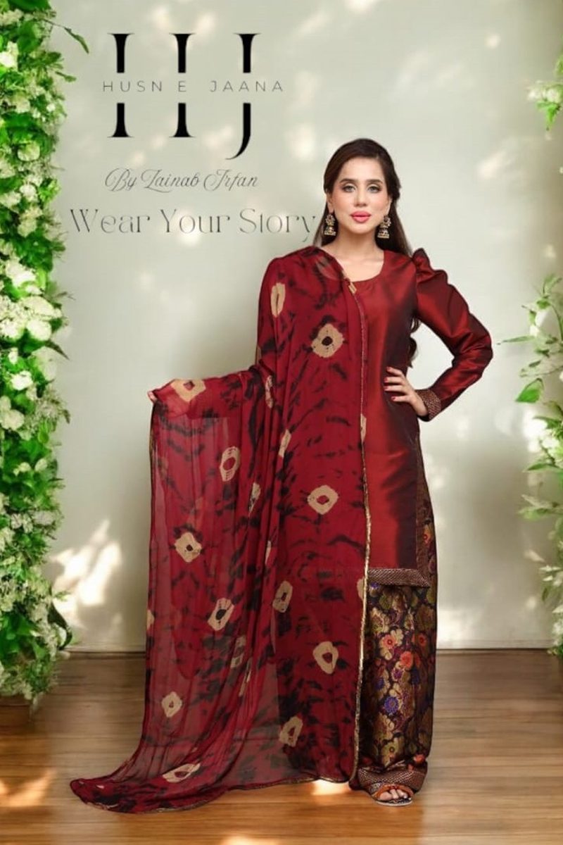 Metallic Red Shalwar Kurta