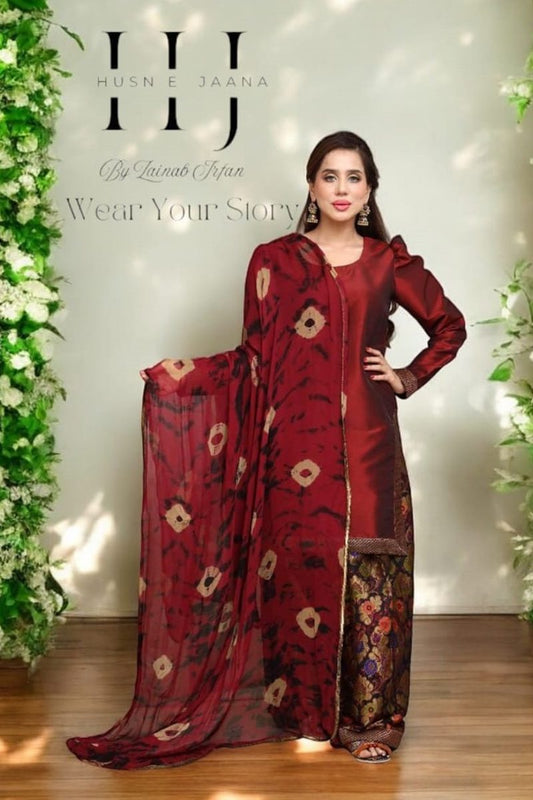 Metallic Red Shalwar Kurta