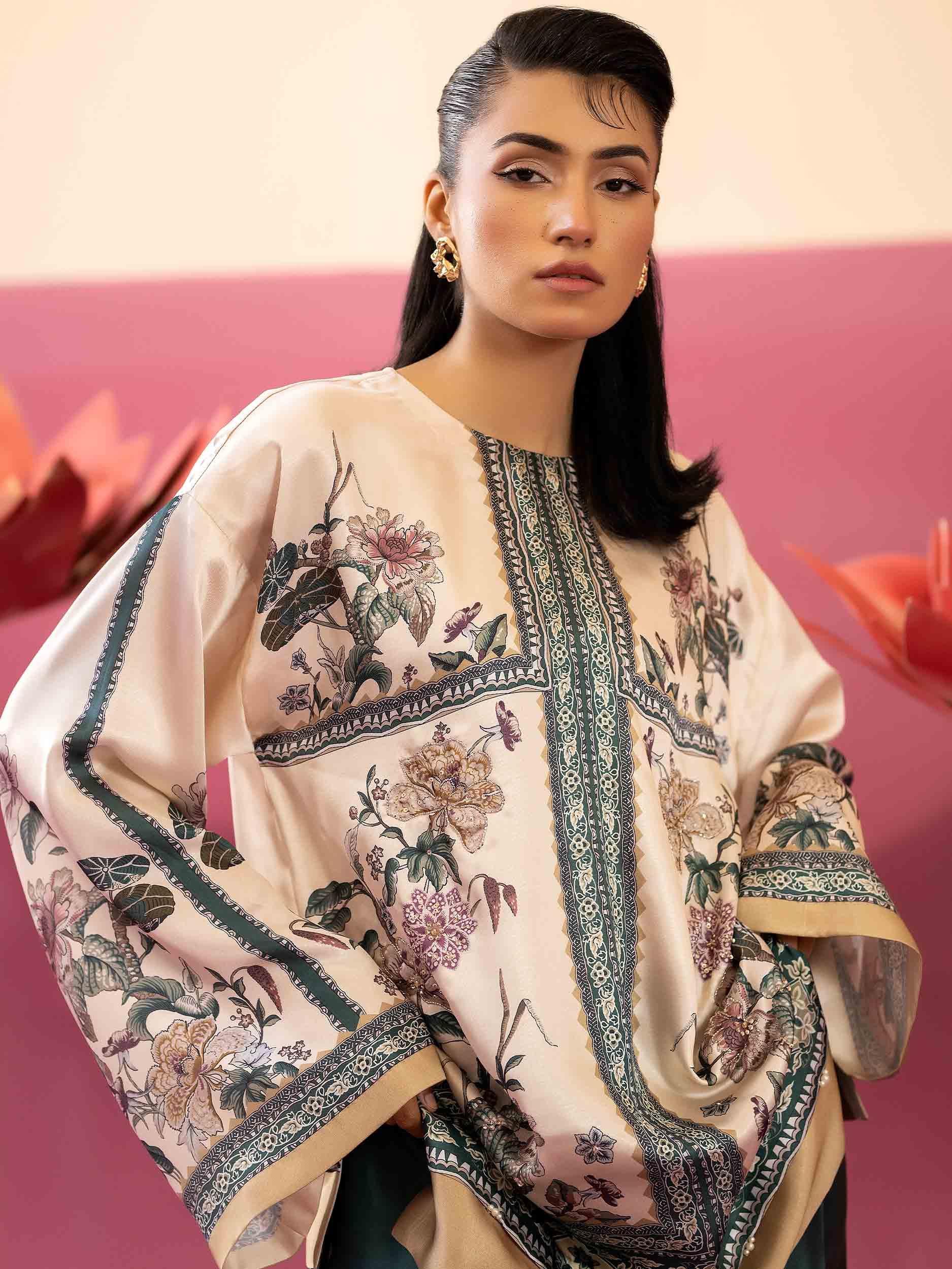 2 PIECE - EMBELLISHED SILK SUIT - Rabazka