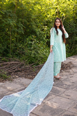 Printed Lawn 3-Piece Stitched Suit with Chiffon Dupatta