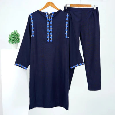 Blue embroidered