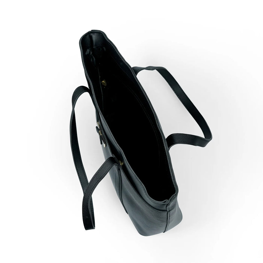 Classic Black Women’s Tote Bag – Stylish Leather-Look Handbag