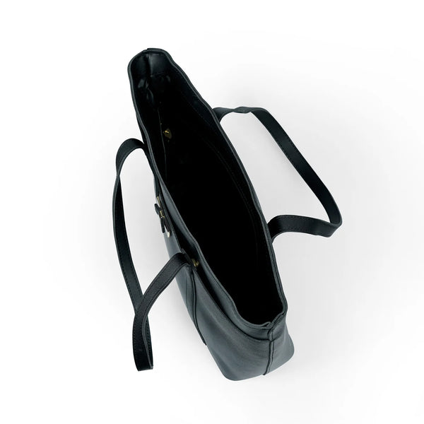 Classic Black Women’s Tote Bag – Stylish Leather-Look Handbag