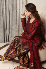 Metallic Red Shalwar Kurta