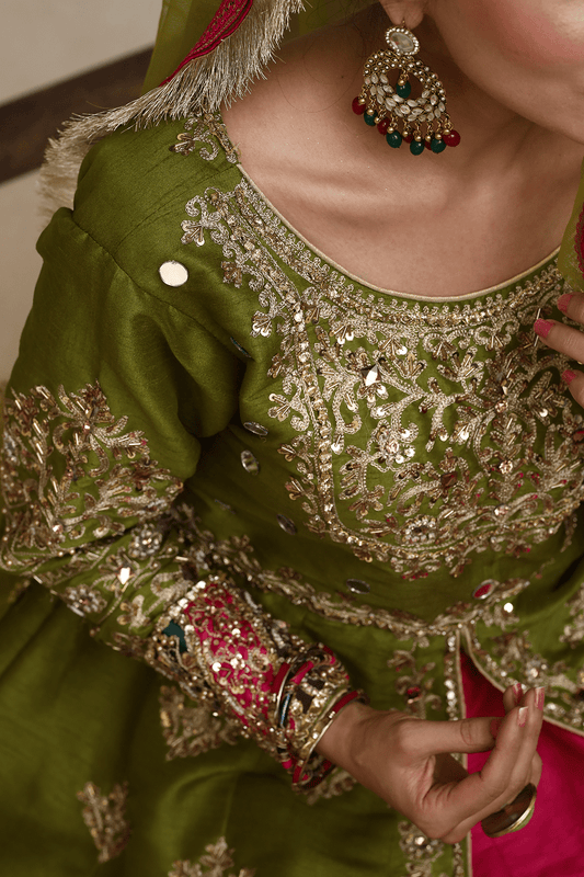 Pink & Green Lehenga