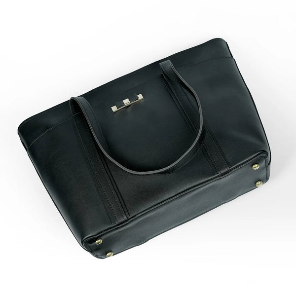 Classic Black Women’s Tote Bag – Stylish Leather-Look Handbag