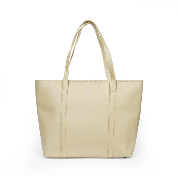 Elegant Beige Women’s Tote Bag – Neutral Leather-Look Handbag
