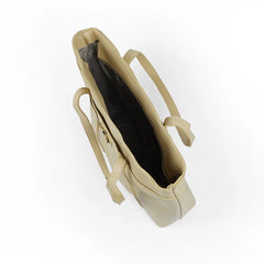 Elegant Beige Women’s Tote Bag – Neutral Leather-Look Handbag