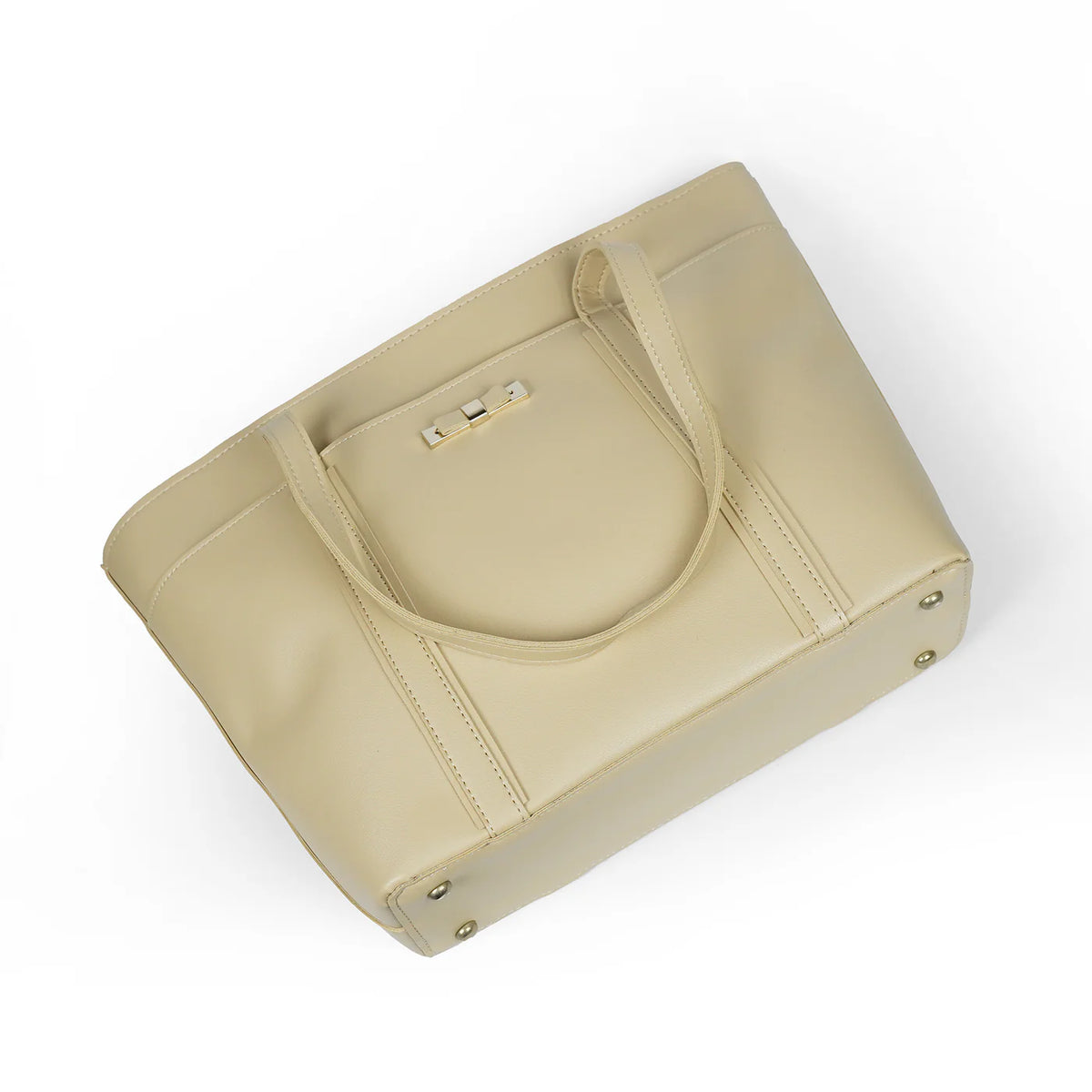 Elegant Beige Women’s Tote Bag – Neutral Leather-Look Handbag