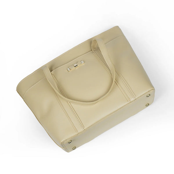Elegant Beige Women’s Tote Bag – Neutral Leather-Look Handbag