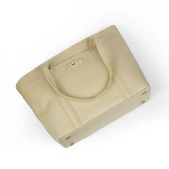 Elegant Beige Women’s Tote Bag – Neutral Leather-Look Handbag