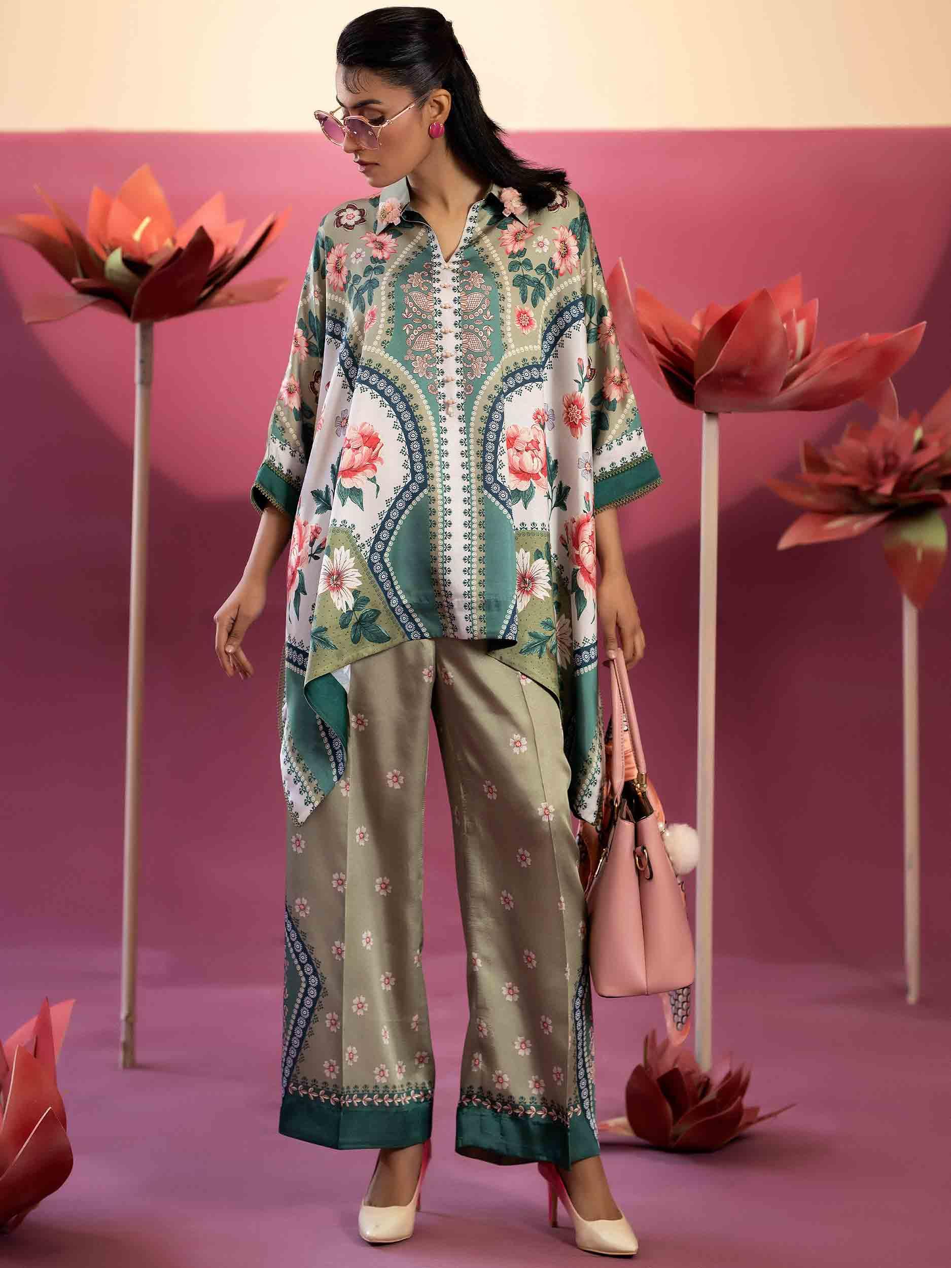 2 PIECE - EMBELLISHED SILK SUIT - Rabazka