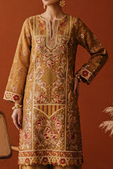 Zarmine – Champagne Gold and Crimson Embroidered Ensemble