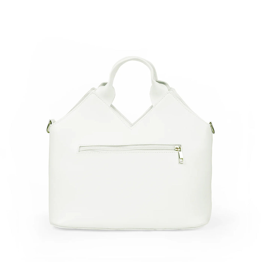 White Structured Handbag for Women Modern Designer Bag
