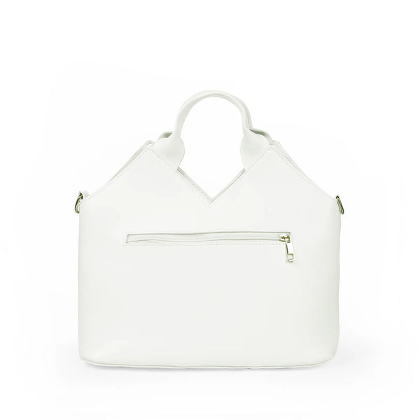 White Structured Handbag for Women Modern Designer Bag
