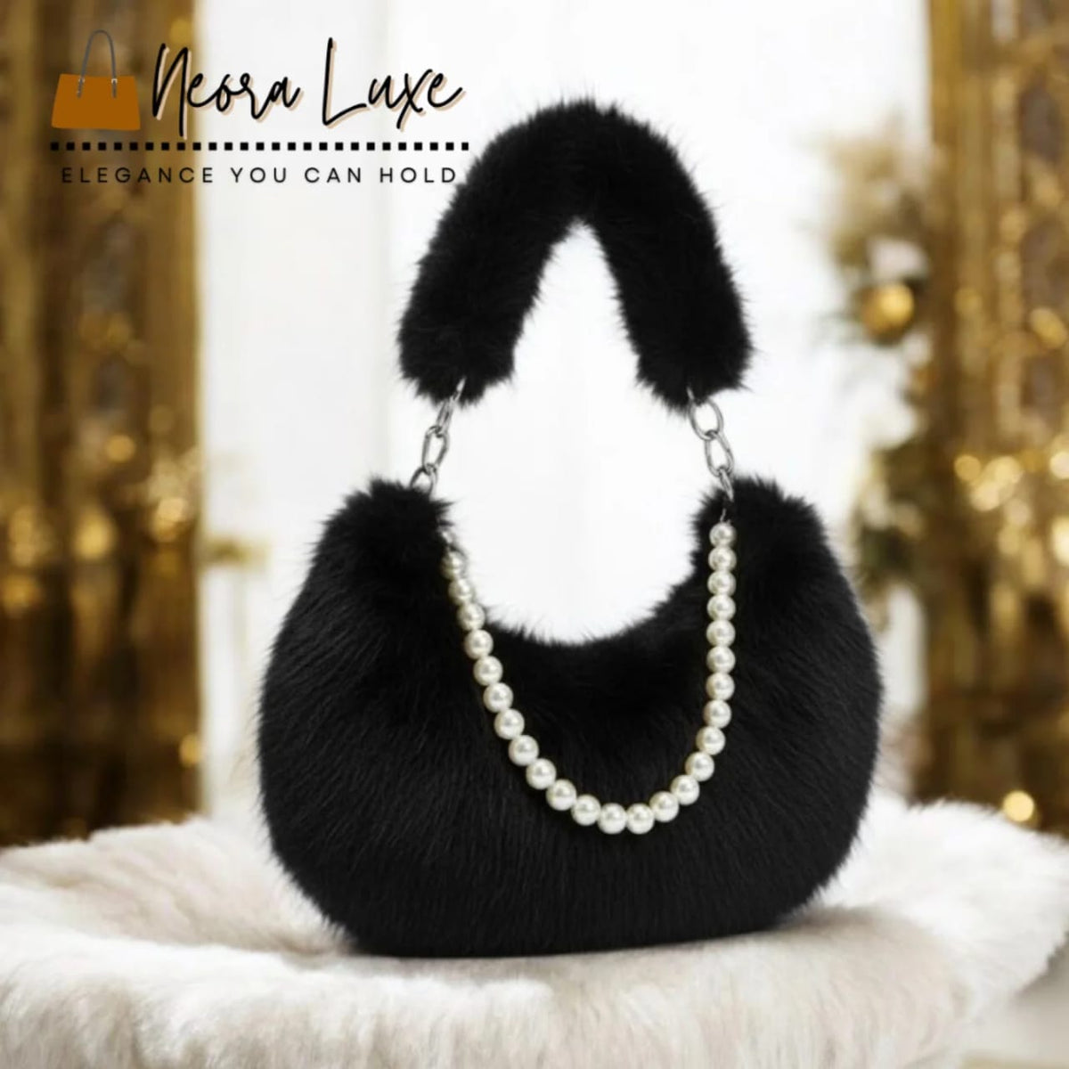 The Midnight Plush Faux-Fur Hobo (Onyx Black) Main image