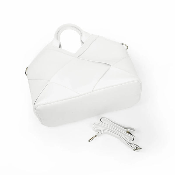 White Structured Handbag for Women Modern Designer Bag