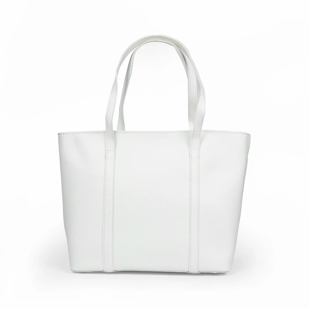 Elegant White Women’s Tote Bag – Minimal Leather-Look Handbag for Modern Style