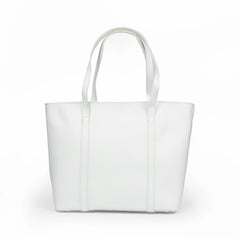 Elegant White Women’s Tote Bag – Minimal Leather-Look Handbag for Modern Style