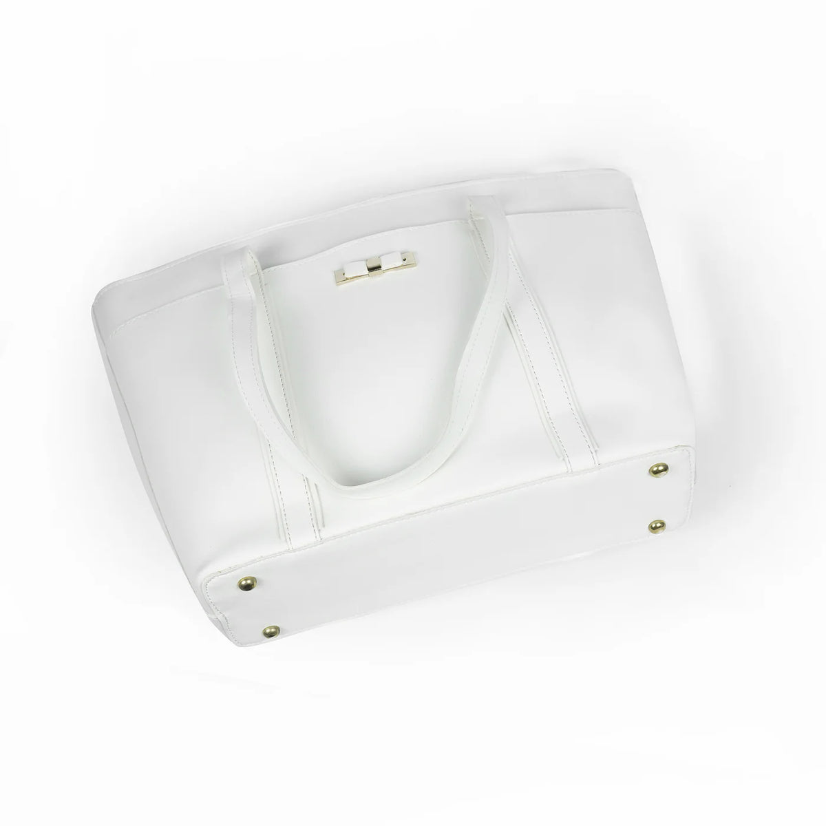 Elegant White Women’s Tote Bag – Minimal Leather-Look Handbag for Modern Style