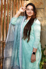 Printed Lawn 3-Piece Stitched Suit with Chiffon Dupatta