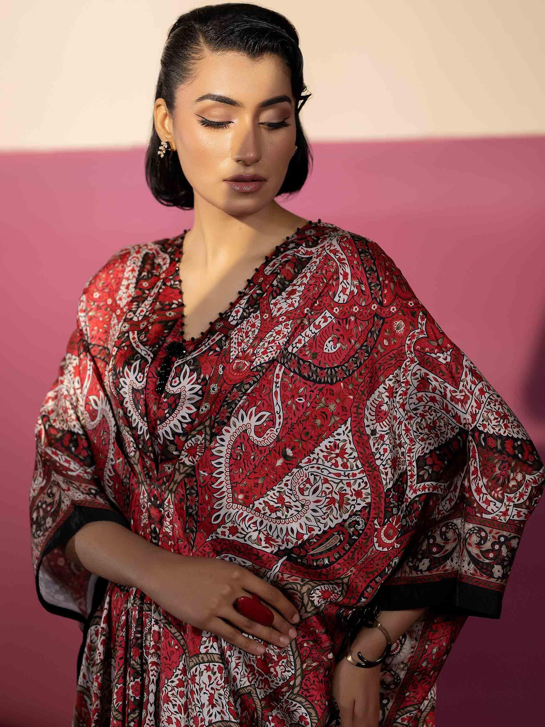 EMBELLISHED SILK KAAFTAN - Rabazka