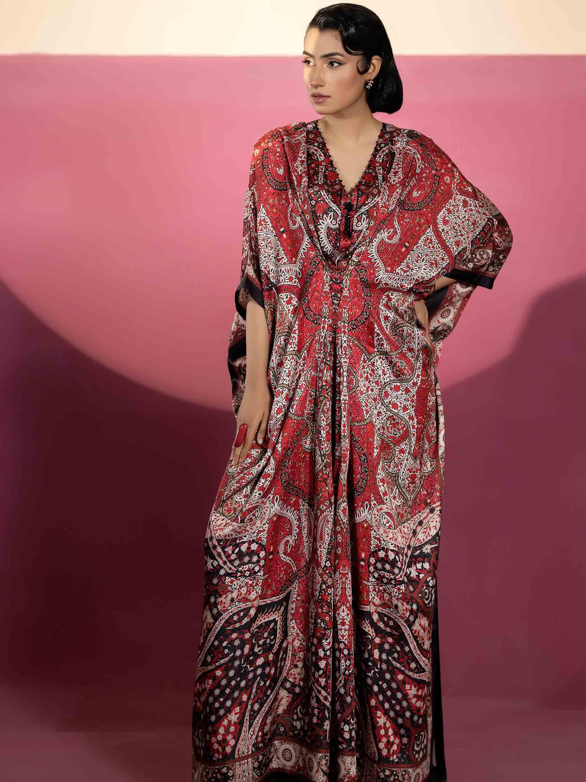 EMBELLISHED SILK KAAFTAN - Rabazka