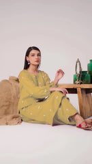 Gold Rose 2Pc Fully Embroidered Winter Dress