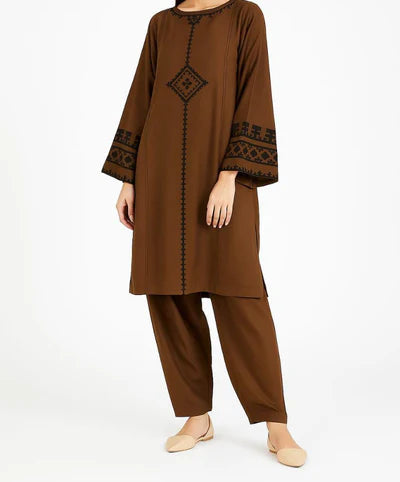 Brown Embroidered