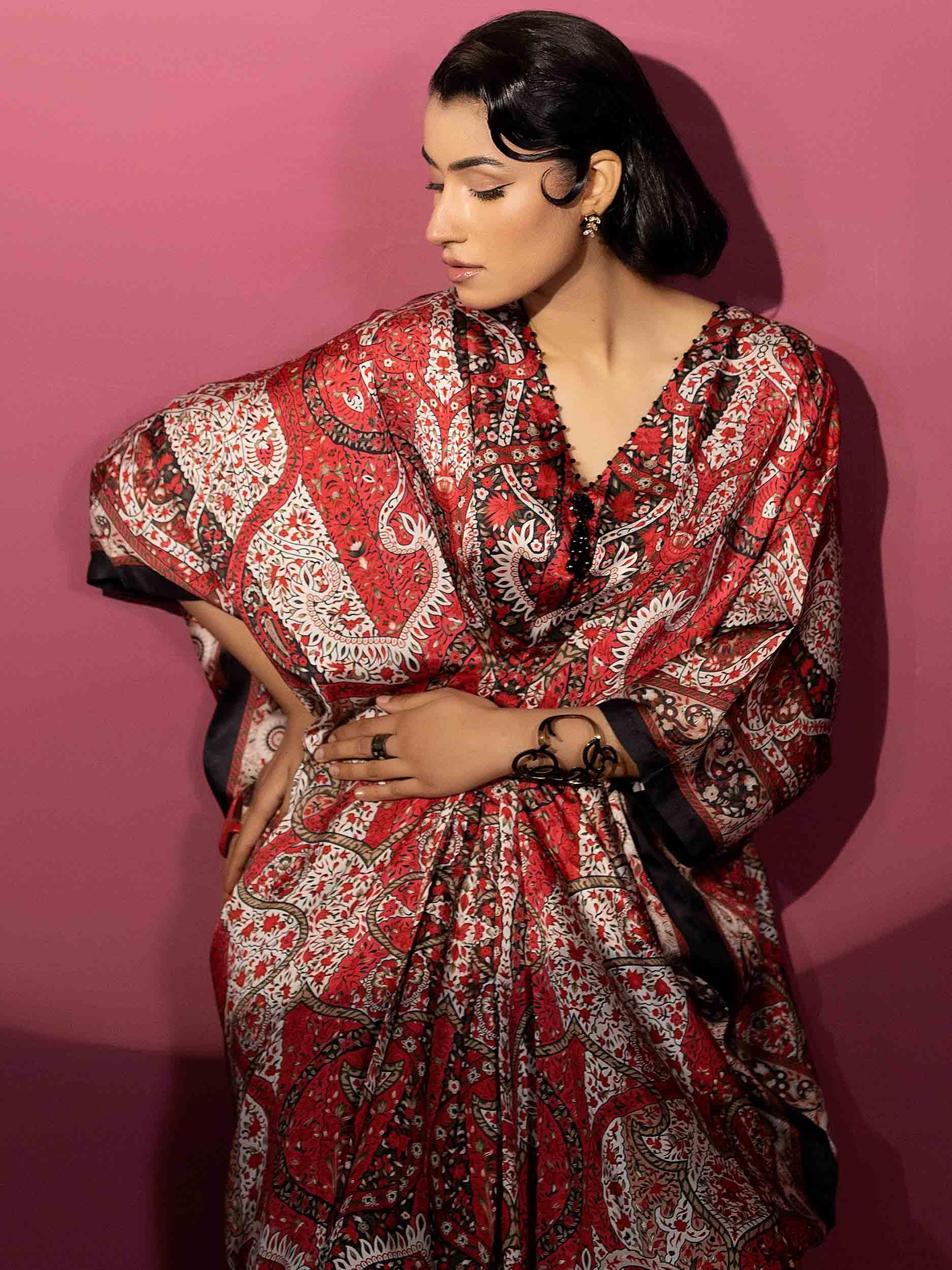 EMBELLISHED SILK KAAFTAN - Rabazka