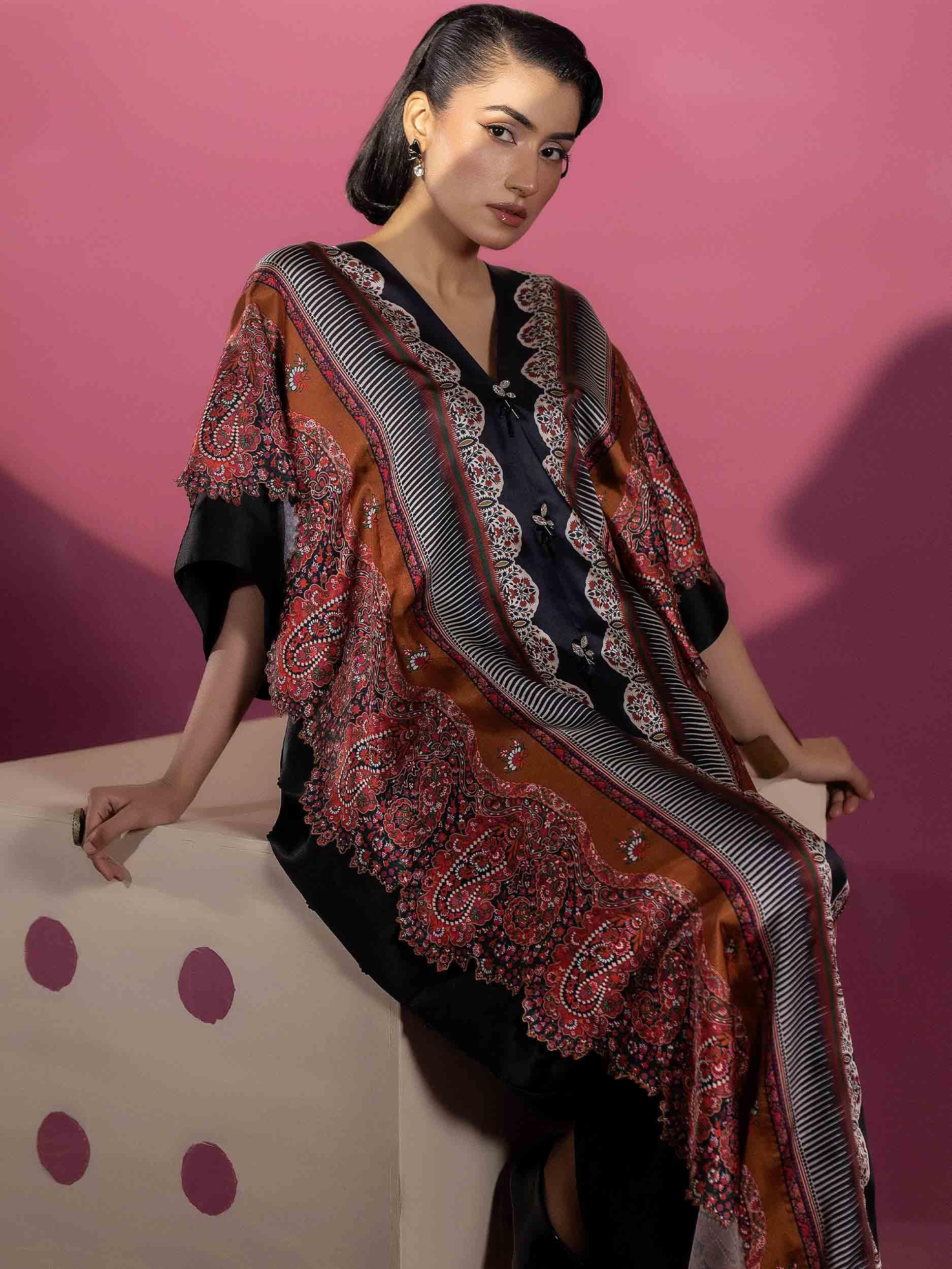 EMBELLISHED SILK KAAFTAN - Rabazka