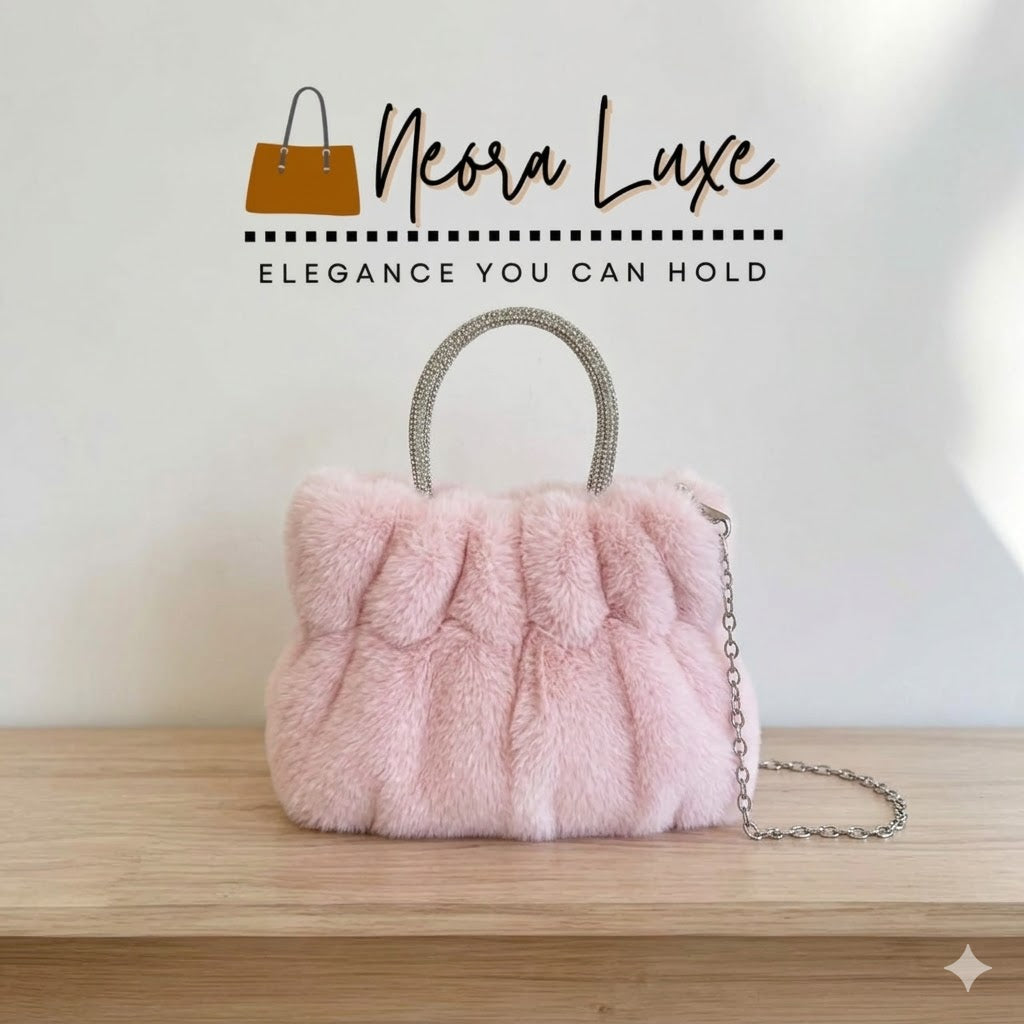 The Stella Crystal Fur Pouchette (Blush Pink) Main image