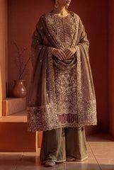 Dark Shadow – Earthy Brown & Plum Embroidered Ensemble