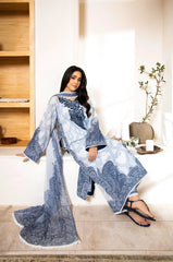 Aster | Motonone Midnight Blue 3-piece | Digitally Printed And Embroidered