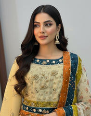 Mahroba - Cream Organza Lehenga