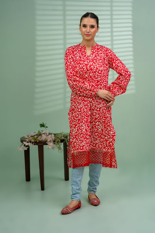Jahan Ara - Vermilion (1pc-Stitched Kurti)