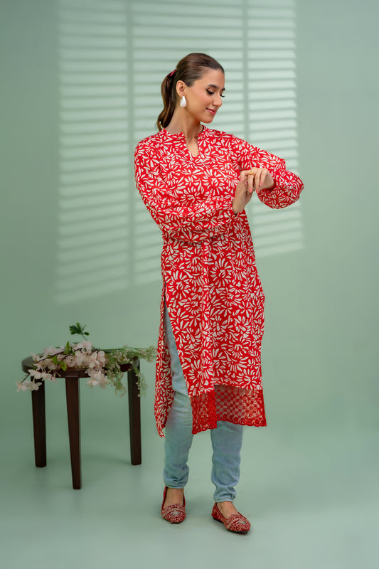 Jahan Ara - Vermilion (1pc-Stitched Kurti)