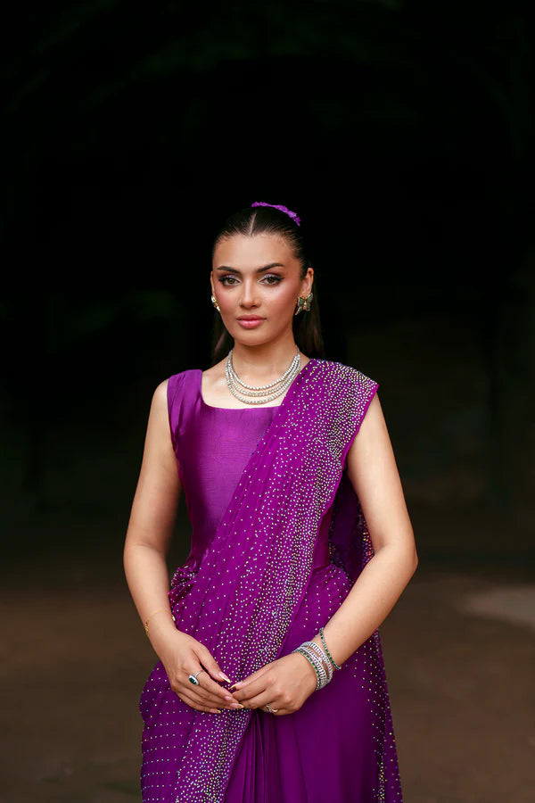 SF-259 | Pure Charmeuse Silk 2Pcs Saree | Luxury Formal