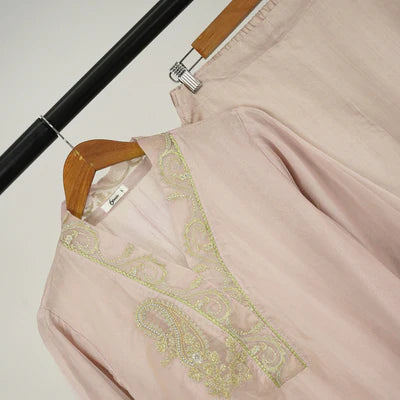 3 Pc Pink Oranza Embroidered Suit