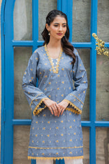 Jahan Ara - Cyan Blue (1pcs Stitched-Kurti)
